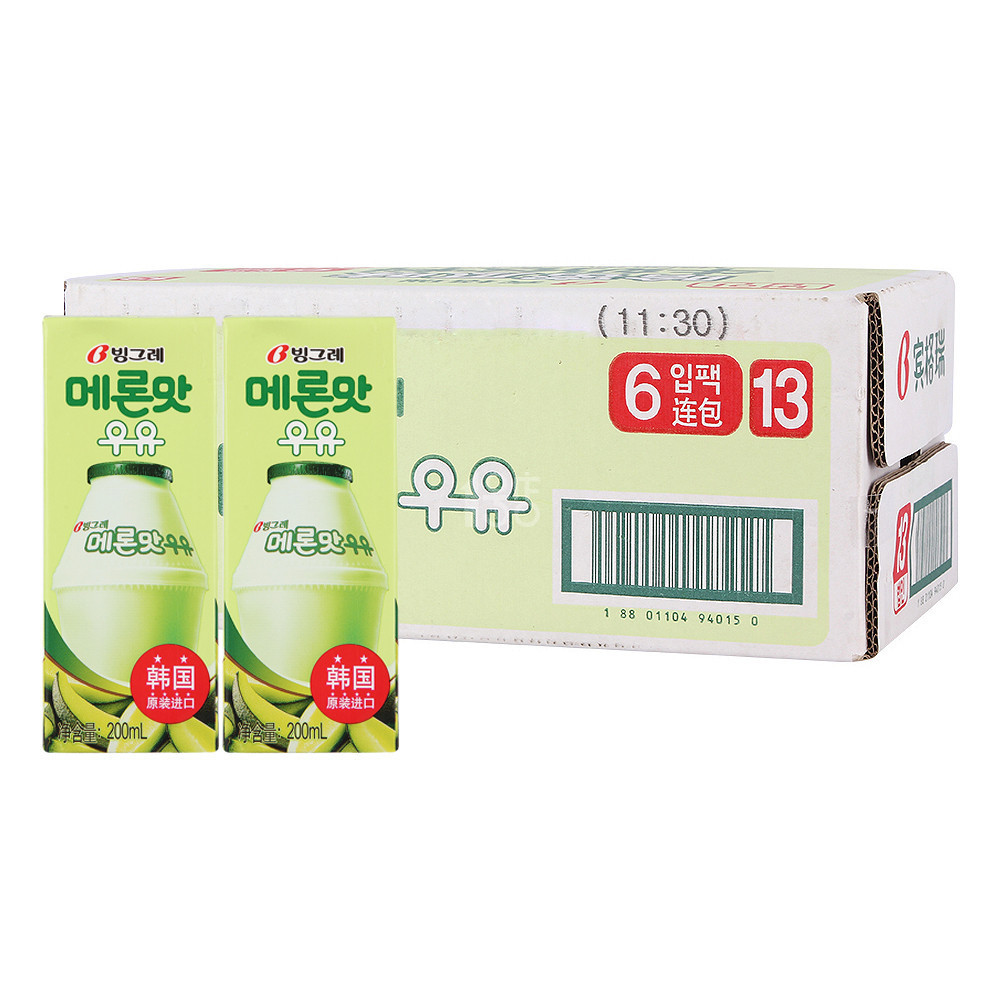 限地区： Binggrae 宾格瑞 哈密瓜味牛奶饮料 200ml*24 78元包邮