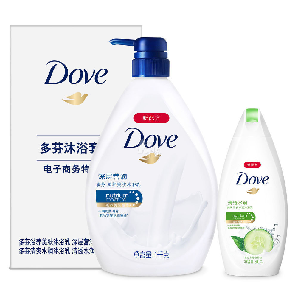 新低：DOVE 多芬 深层莹润沐浴乳 1000g + 清透水润沐浴乳 300g（199.9-100） *3件+凑单品 99.9元（合33.3元/件）