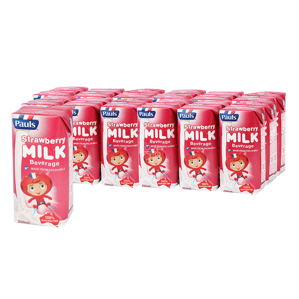 ￥39.9 Pauls 保利 草莓味牛奶饮品（含乳饮料）200mL*6盒*4组/箱 澳大利亚进口
