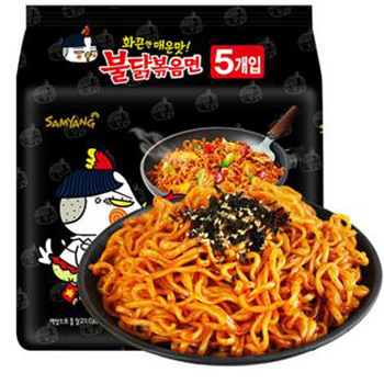 苏宁易购 三养超辣鸡肉味拌面140g*5连包24.9元 方便面界的一匹黑马
