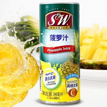 京东商城 菲律宾进口 S&W 菠萝汁 240ml x4罐9.9元 已降24元