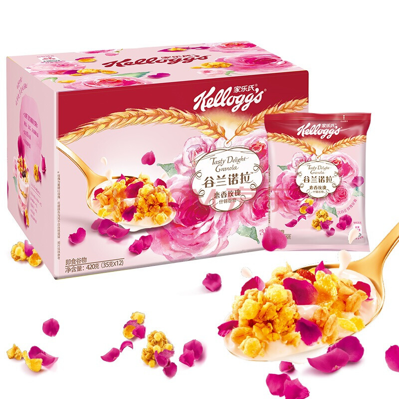 ￥24.9 Kellogg‘s 家乐氏 谷兰诺拉玫瑰味谷物麦片 420g