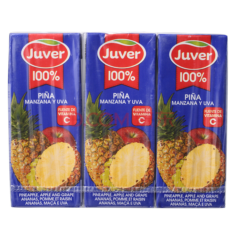 某东海外直采 西班牙进口 真维100%系列葡萄苹果菠萝汁 3x200ML装4.9元