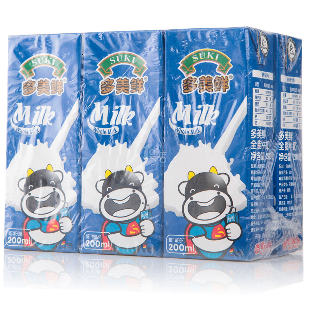限上海！ Suki 多美鲜 全脂牛奶 200ml*6盒 9元（18元，5件5折）