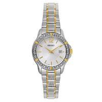 $69 (原价$260) SEIKO 金银两色水晶时装女表