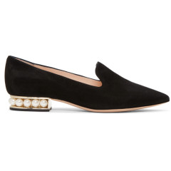 Nicholas Kirkwood lack Suede Casati Pearl Loafers 黑色麂皮珍珠鞋跟乐福鞋