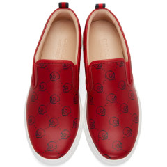 Gucci Red Gucci Ghost Dublin Slip-On Sneakers 男款真皮一脚蹬休闲鞋