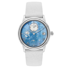 【4.1折】Blancpain 宝铂 Women Double Time Zone 系列 3760-1144-95A 女士淡蓝色珍珠母手表