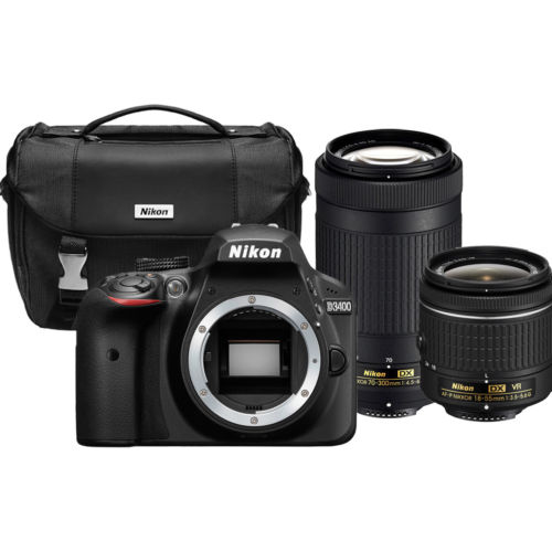 Nikon 尼康 D3400 DX DSLR 18-55mm VR+70-300mm 单反套机 官翻版 特价$389.99，转运到手约2700元 389.99美元约￥2543（京东单镜头3899元） 买手党-买手聚集的地方