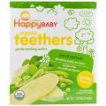 折合27.37元 NurtureInc HappyBaby 温和磨牙饼 豌豆菠菜味 12包 每包2片0.14oz(4g)