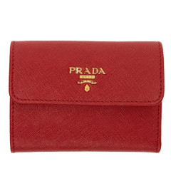 最后一只，春节送礼首选~Prada Red Saffiano Trifold Wallet 红色钱包