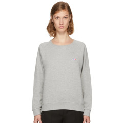 XS还剩最后一件~Maison Kitsuné Grey Tricolor Fox Patch Sweatshirt 灰色百搭卫衣