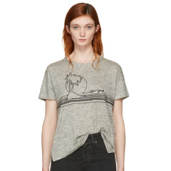 XS 还剩最后一件~Rag & Bone Grey Palm Embroidery T-Shirt 灰色百搭T恤衫