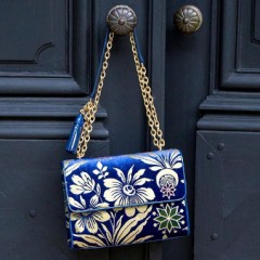 Tory Burch 汤丽柏琦 Fleming Floral Convertible 女士天鹅绒链条包