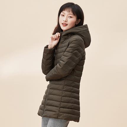 网易严选 女式90绒中长带帽羽绒服 两色 ￥399