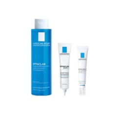 【限时7.9折 立减5欧 免邮中国】La Roche-Posay 理肤泉清痘净肤护理套装 DUO 调理乳 40ml K 焕肤乳 30ml Effaclar 控油祛痘净肤爽肤水 200ml