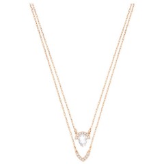 情人节礼物！Swarovski 施华洛世奇 Gallery Pear 玫瑰金色女士双层项链