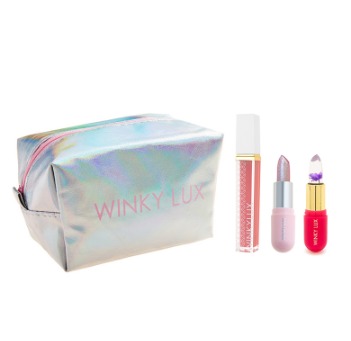 折合216元 WinkyLux唇部彩妆四件套装花芯唇膏+唇彩+闪光唇膏+化妆包