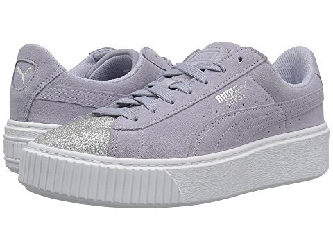 折合286.93元 成人可穿！Puma 彪马Suede Platform Glam银光碎宝石镶嵌大童款厚底鞋