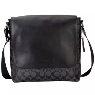 蔻驰（COACH） 奢侈品 男包 黑色PVC配皮肩背斜挎包 F54771 CQ/BK 1030元