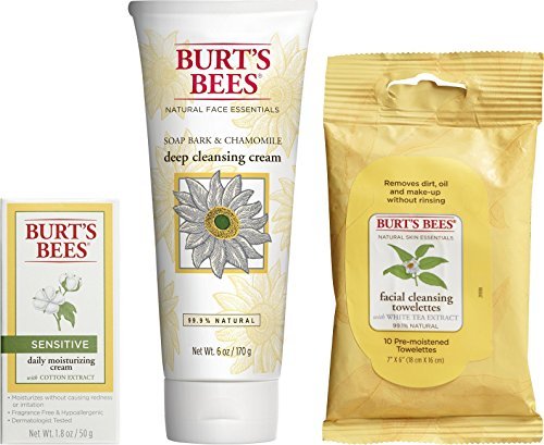 凑单品：Burt's Bees 基础护肤三件套（清洁湿巾+深层清洁乳+敏感肌爽肤乳） $5.62