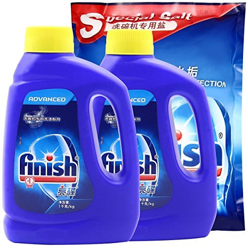Finish 亮碟 洗碗机专用洗涤粉剂1kg*2+专用盐2kg(进口) 109元