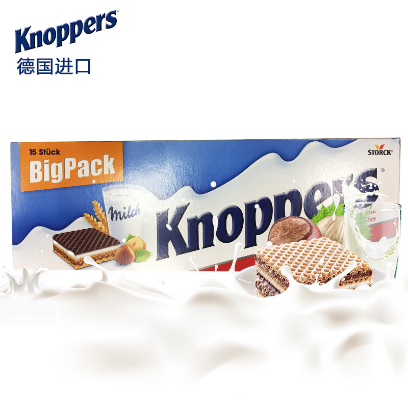 德国进口 knoppers 榛子巧克力威化饼干25g*15包*3件 97元（天猫24包79元） 买手党-买手聚集的地方