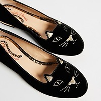 低至75折 免邮 Charlotte Olympia 猫咪平底鞋