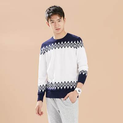 Meters bonwe 美特斯邦威 228207 男士菱形提花套头针织衫 39元