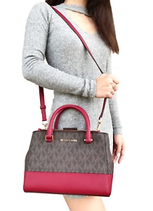 折合639.94元 MICHAEL KORS 迈克·科尔斯 Kellen 红棕拼接斜挎包 小号