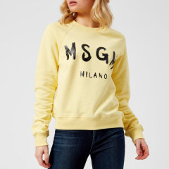 包邮！MSGM logo 图案18年新款黄色卫衣
