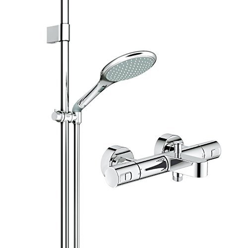 高仪（GROHE） 普利斯乐 三出水恒温浴缸龙头 瑞雨斯露 150mm二式出水大手持（手持顶喷两用花洒）淋浴组合套装 1599元