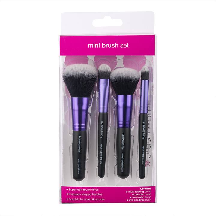 Brushworks 迷你便携化妆刷 四件套装 £6.69 约60元 可凑单包直邮