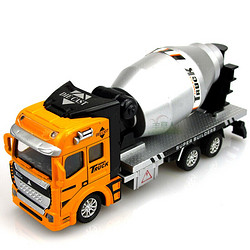 凌速 1/48合金车仿真回力模型车 混凝土搅拌车