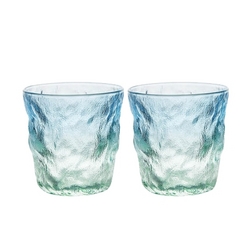 九天揽月 渐变冰川纹玻璃杯 300ml*2只
