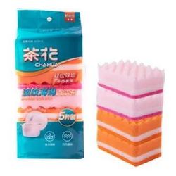 CHAHUA 茶花 波纹海绵擦百洁布 6片装
