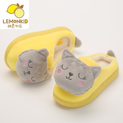 lemonkid 柠檬宝宝 儿童棉拖鞋 黄色猫咪