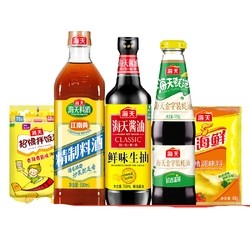 海天 酱油 鲜味生抽750ml+金字装蚝油515g+精制料酒800ml+四海鲜鸡精40g+拌饭酱20g