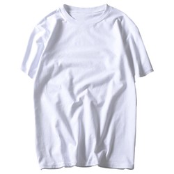 Rampo 乱步 重磅厚实纯棉纯色短袖T恤男女同款全棉圆领打底衫潮白色半袖