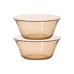 有券的上：LOVWISH 乐唯诗 双耳玻璃碗 茶色 2个