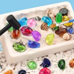 beikemaila 贝可麦拉 儿童挖宝考古化玩具 约18-20颗宝石贝壳+防尘罩