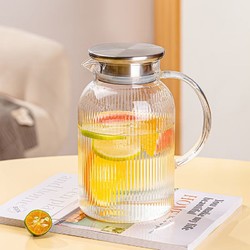有券的上：青苹果 无铅玻璃杯 竖纹耐热 可加热1.6L