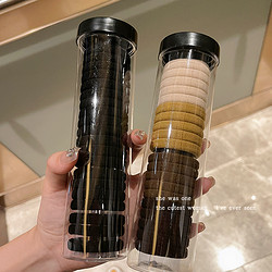 ROVEDCITY 洛丹思奇 罐装女生扎头发头绳高弹力耐用发绳黑色发圈皮套橡皮筋2023年新款