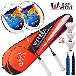 1日0点：WITESS 威特斯 羽毛球拍 2支装+羽毛球 3个+1包