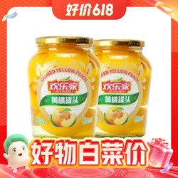 PLUS会员：HUANLEJIA 欢乐家 黄桃水果罐头 900g*2瓶