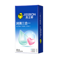 值选、PLUS会员：jissbon 杰士邦 安全套 润薄三合一 共18只