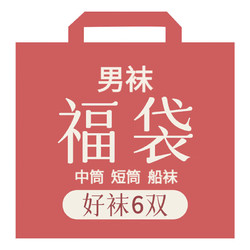 Langsha 浪莎 100%纯棉男士防臭抑菌袜  福袋6双礼盒装